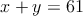 x+y=61