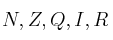 N, Z, Q, I, R