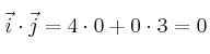 \vec{i} \cdot \vec{j} = 4 \cdot 0 + 0 \cdot 3 =0