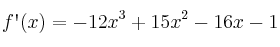 f\textsc{\char13}(x) = -12x^3+15x^2-16x-1