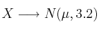 X \longrightarrow N(\mu, 3.2)