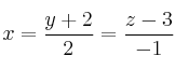 x = \frac{y+2}{2} = \frac{z-3}{-1}