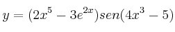 y = (2x^5-3e^{2x}) sen(4x^3-5) y = (2x^5-3e^{2x}) sen(4x^3-5)