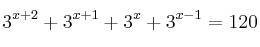 3^{x+2}+3^{x+1} + 3^x + 3^{x-1} = 120