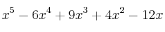 x^5-6x^4+9x^3+4x^2-12x