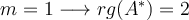 m=1 \longrightarrow rg(A^*)=2
