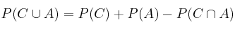 P(C \cup A) = P(C) + P(A) - P(C \cap A) 