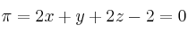 \pi = 2x+y+2z-2=0