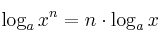 \log_{a}  x^n  = n \cdot \log_{a} x
