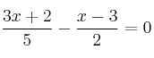 \frac{3x+2}{5} - \frac{x-3}{2}=0