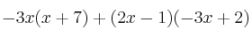-3x (x+7) + (2x-1) (-3x+2)