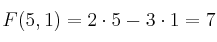 F(5,1)=2 \cdot 5 - 3 \cdot 1 = 7