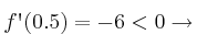 f\textsc{\char13}(0.5)=-6 < 0 \rightarrow