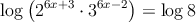  \log \left(2^{6x+3} \cdot  3^{6x-2}\right) = \log 8