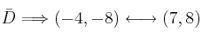 \bar{D} \Longrightarrow (-4, -8) \longleftrightarrow (7,8)