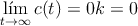 \lim\limits_{t \rightarrow \infty} c(t)=0 \longtightarrow k=0