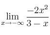 \lim\limits_{x \rightarrow -\infty} \frac{-2x^2}{3-x} \lim\limits_{x \rightarrow -\infty} \frac{-2x^2}{3-x}
