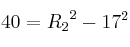 40= {R_2}^2 -  17^2