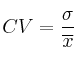 CV=\frac{\sigma}{\overline{x}} CV=\frac{\sigma}{\overline{x}}