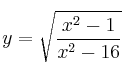 y = \sqrt{\frac{x^2-1}{x^2-16}} y = \sqrt{\frac{x^2-1}{x^2-16}}