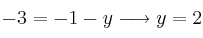 -3=-1-y \longrightarrow y=2