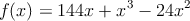 f(x)=144x + x^3 -24x^2
