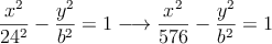 \frac{x^2}{24^2}-\frac{y^2}{b^2}=1 \longrightarrow \frac{x^2}{576}-\frac{y^2}{b^2}=1