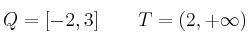 Q=[-2,3]  \qquad T=(2, +\infty)